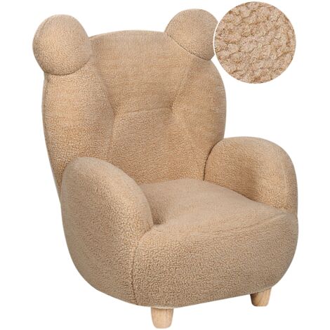 Poltrona animale Imbottitura in poliestere Forma dell'orso Design Peluche Mobili per la cameretta dei bambini Marrone Chiaro Melbu
