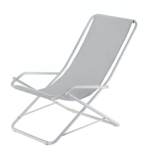 Poltrona Basculante Da Esterno Linea Dondolina Con Telaio In Acciaio Bianco E Telo In Texfil Grigio