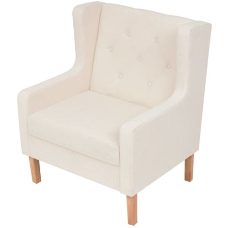 Poltrona Bianco Crema in Tessuto vidaXL