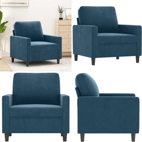Poltrona Blu 60 cm Velluto - Seduta in gommapiuma - Poltrona blu