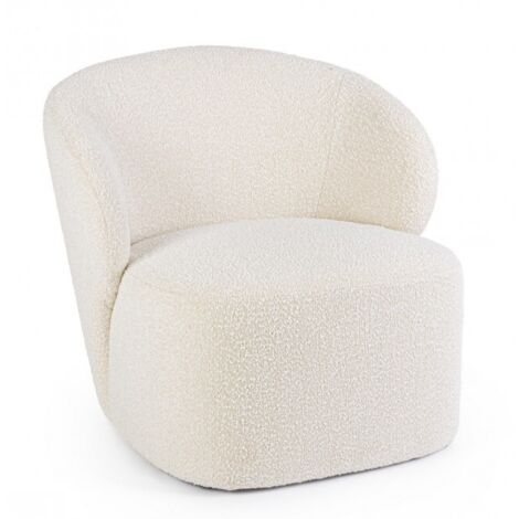 Poltrona Bouclé Bianco Moderno da Interno - RENATA - Colore: Marrone