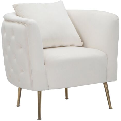 Poltrona "Bucarest" 1 posto in velluto gambe in metallo color oro per interni -Beige