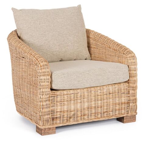 Poltrona "Cadice" struttura in rattan con cuscini per interno