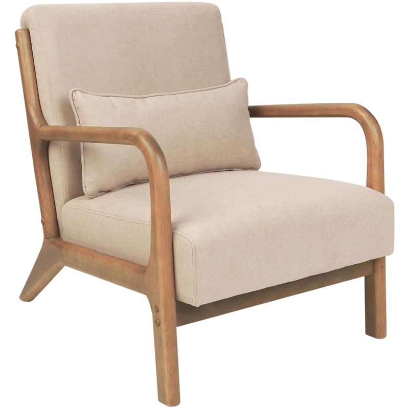 Poltrona Classica Retr Con Braccioli E Cuscino Gambe In Legno Di Go...