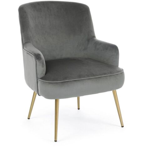 Poltrona Clelia grigio effetto velluto oro