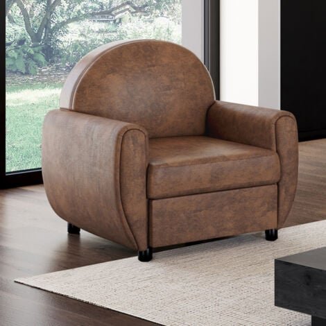 Poltrona CLUB vintage GASTON, marrone scuro con effetto anticato