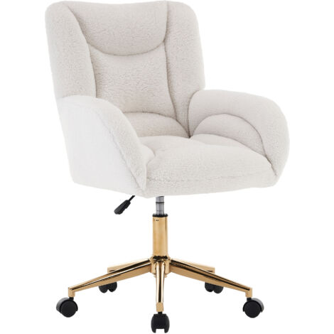 Poltrona Comfort 64x62x92.5cm, rivestimento morbido schienale ergonomico imbottitura spessa tessuto teddy bianco
