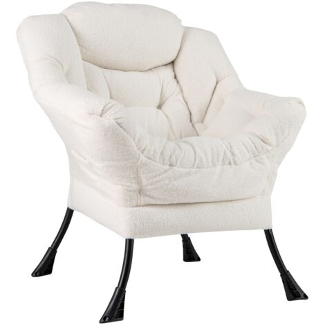 Poltrona comoda con cuscino per la testa schienale e seduta imbottiti, Poltrona per soggiorno elegante Beige