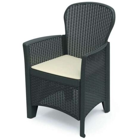 Poltrona Componibile Folia in Resina Effetto Rattan Antracite - 89 x 60 x 58 cm - Ipae Progarden