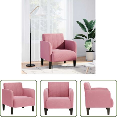 Poltrona con braccioli -  Divano Sedia con Braccioli Rosa 54 cm in Velluto