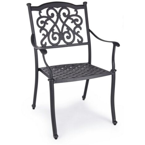 Poltrona con braccioli Ivrea, in alluminio pressofuso effetto lucido, da 65 cm -Antracite / Confezione da 4 pezzi