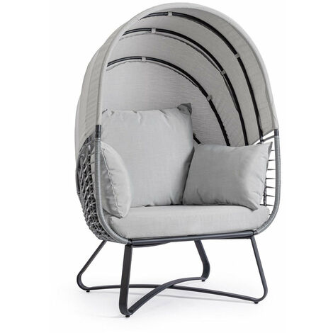 Poltrona con Cuscini da Giardino 100x90x152 cm in Acciaio Eldon Grigio Chiaro