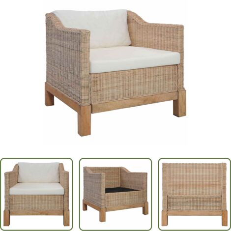 Poltrona con cuscini -  Poltrona con Cuscini in Rattan Naturale