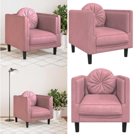 Poltrona con Cuscino Rosa in Velluto - Poltrona in Velluto - Poltrona con Cuscino