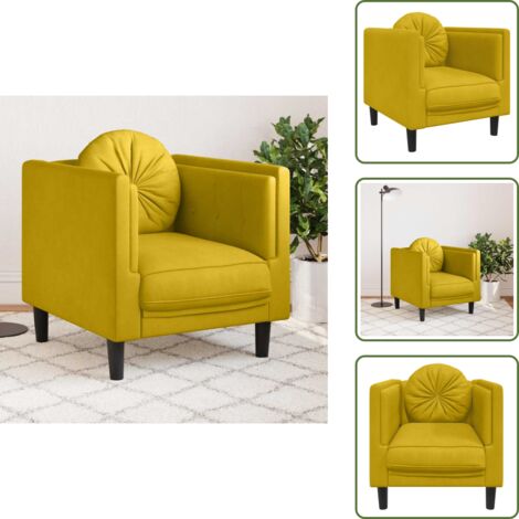 Poltrona con cuscino - vidaXL Poltrona con Cuscino Giallo in Velluto - Seduta confortevole