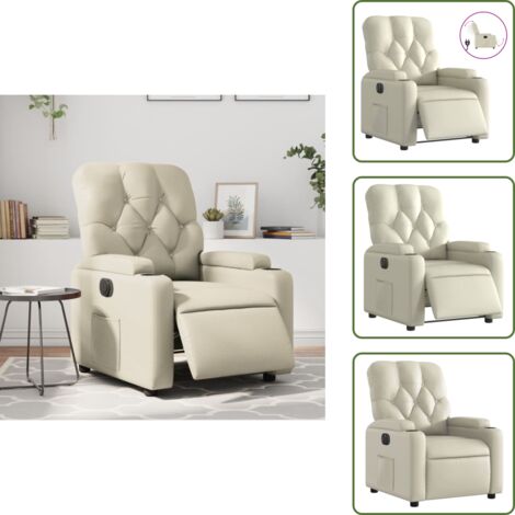 Poltrona con funzione di reclinazione automatica - VidaXL Poltrona Reclinabile Elettrica Crema in Similpelle - Poltrona con poggiapiedi elettrico