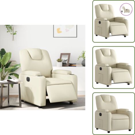 Poltrona con funzione di reclinazione automatica - VidaXL Poltrona Reclinabile Elettrica Crema in Similpelle - Poltrona con poggiapiedi elettrico
