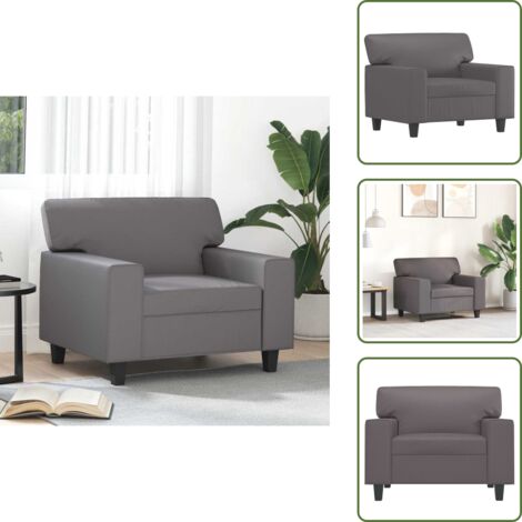 Poltrona con imbottitura - vidaXL Poltrona Grigia 60 cm in Similpelle - Poltrona moderna