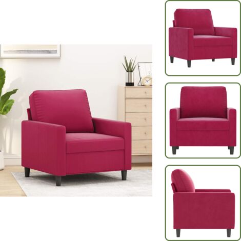 Poltrona con imbottitura - vidaXL Poltrona Rosso Vino 60 cm Velluto - Poltrona moderna