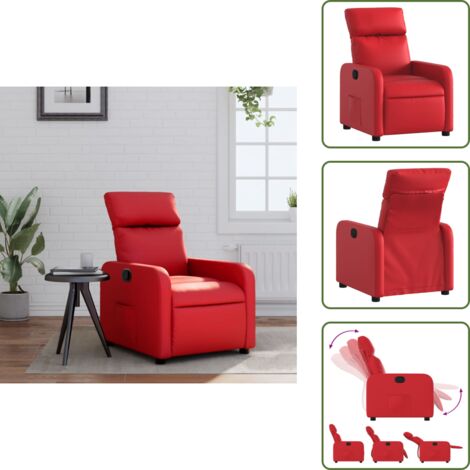 Poltrona con maniglia - vidaXL Poltrona Reclinabile Rossa in Similpelle - Poltrona con poggiapiedi
