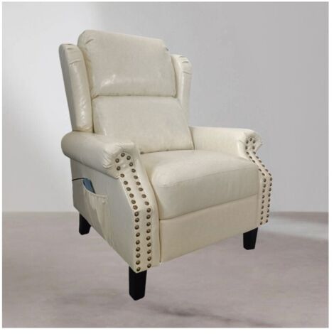 Poltrona con massaggio e schienale riscaldabile Wing ecopelle beige