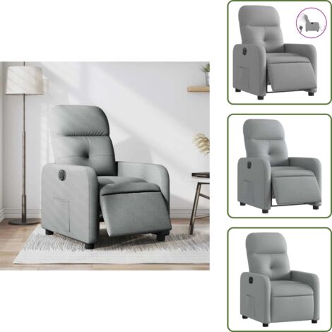Poltrona con motore elettrico - vidaXL Poltrona Elettrica Reclinabile Grigio Chiaro in Tessuto - Schienale elettrico
