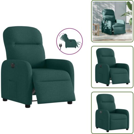 Poltrona con motore elettrico - vidaXL Poltrona Elettrica Reclinabile Verde Scuro in Tessuto - Poltrona verde scuro