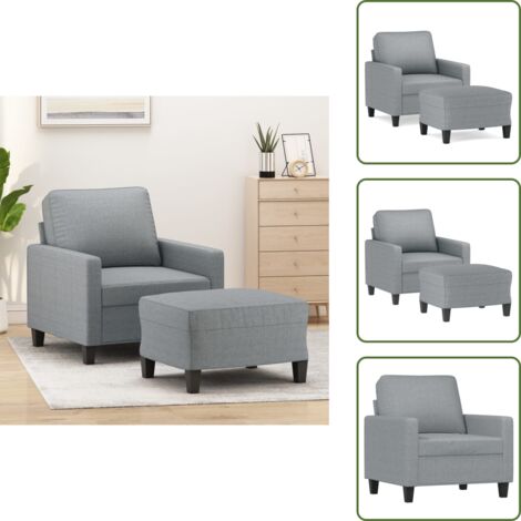 Poltrona con poggiapiedi 60 cm - vidaXL Poltrona con Poggiapiedi Grigio Chiaro 60 cm in Tessuto - Poltrona con poggiapiedi moderna
