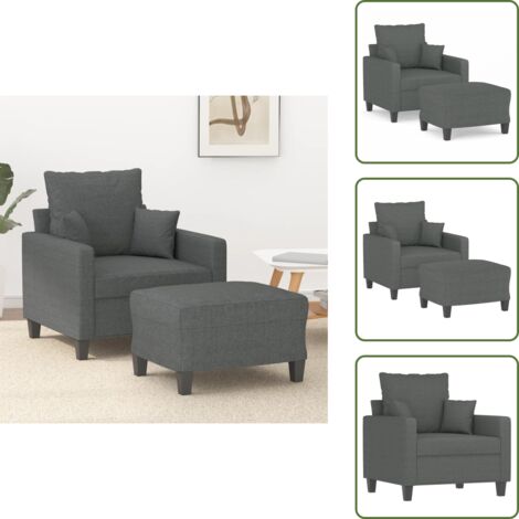 Poltrona con poggiapiedi grigio scuro - vidaXL Poltrona con Poggiapiedi Grigio Scuro 60 cm in Tessuto - Seduta confortevole