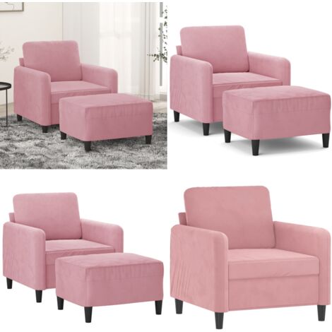 Poltrona con Poggiapiedi Rosa 60 cm Velluto - Divano con poggiapiedi - Poltrona rosa