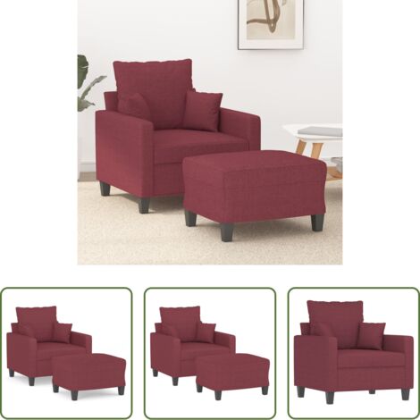 Poltrona con poggiapiedi rossa - Poltrona con Poggiapiedi Rosso Vino 60 cm in Tessuto