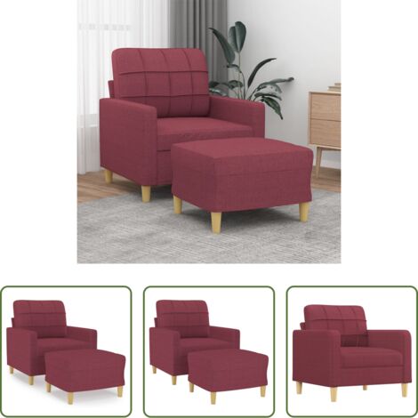 Poltrona con poggiapiedi rossa -  Poltrona con Poggiapiedi Rosso Vino 60 cm in Tessuto