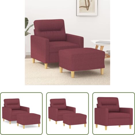 Poltrona con poggiapiedi rossa -  Poltrona con Poggiapiedi Rosso Vino 60 cm in Tessuto