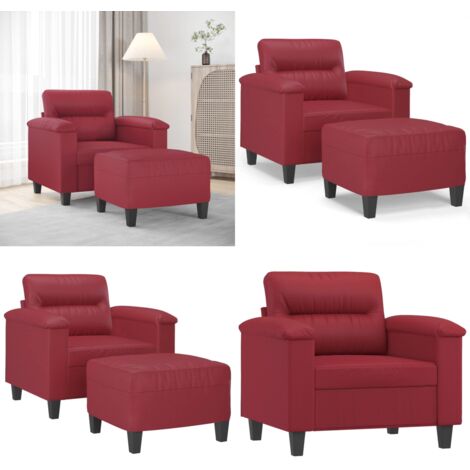 Poltrona con Poggiapiedi Rosso Vino 60 cm in Similpelle - Divano con poggiapiedi - Poltrona in similpelle