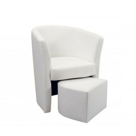 TOSCOHOME Poltrona con pouf estraibile in ecopelle colore bianco - Pegasus