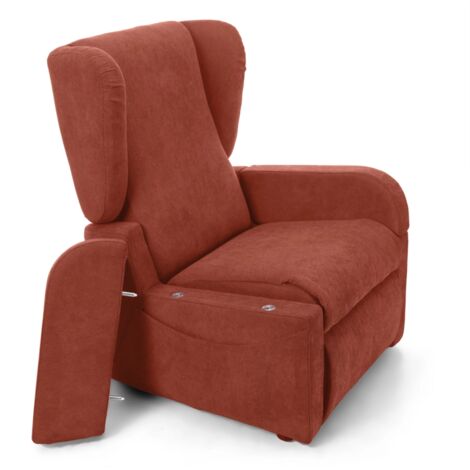poltrona con recliner e alzata elettrica "dea", rossa, 74x92x102 cm