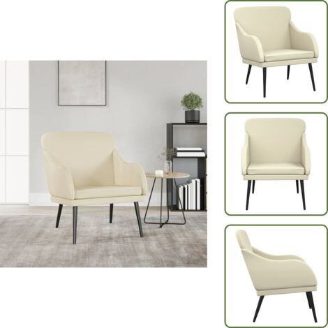 Poltrona con schienale imbottito - vidaXL Poltrona Crema 63x76x80 cm Similpelle - Poltrona con braccioli