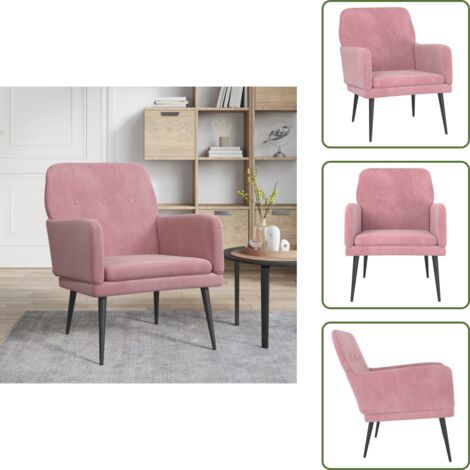 Poltrona con schienale imbottito - vidaXL Poltrona Rosa 62x79x79 cm Velluto - Poltrona per rilassamento