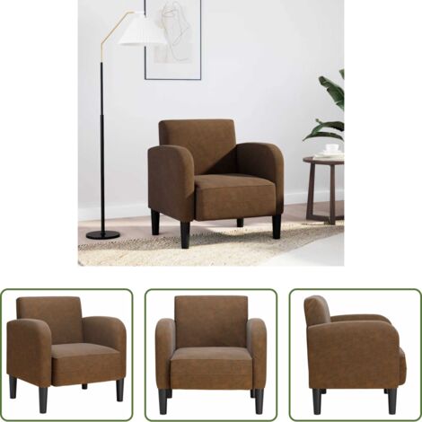 Poltrona con schiuma -  Divano Sedia con Braccioli Marrone 54 cm in Similpelle