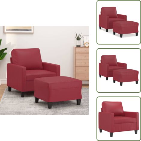 Poltrona con seduta comoda - vidaXL Poltrona con Poggiapiedi Rosso Vino 60 cm in Similpelle - Poggiapiedi flessibile