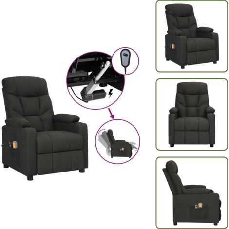 Poltrona con vibrazione - vidaXL Poltrona Massaggiante Elettrica Nera in Tessuto - Seduta comoda