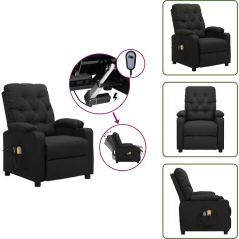 Poltrona con vibrazione - vidaXL Poltrona Massaggiante Elettrica Nera in Tessuto - Seduta comoda