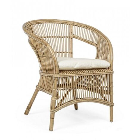 Poltrona "Consuelo" per interno, in Rattan Naturale con cuscino h 82 cm