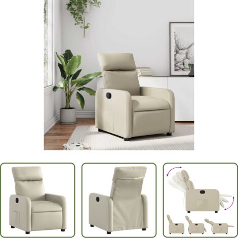 Poltrona crema -  Poltrona Reclinabile Crema in Similpelle