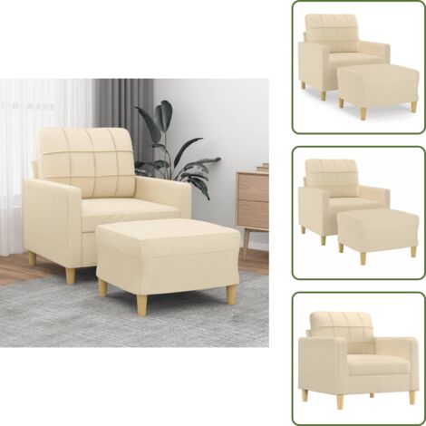 Poltrona crema - vidaXL Poltrona con Poggiapiedi Crema 60 cm in Tessuto - Poltrona in tessuto