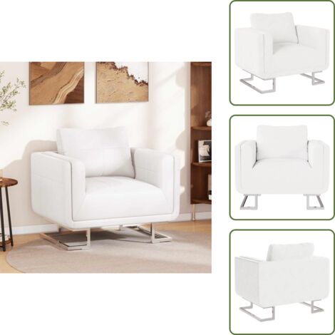 Poltrona Cubica - vidaXL Poltrona a Pozzetto con Gambe Cromate Bianca in Similpelle - Poltrona Ergonomica