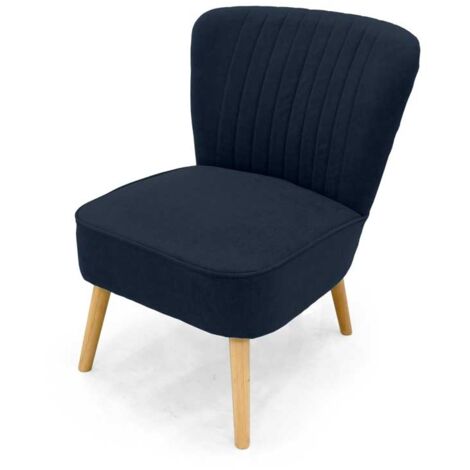 POLTRONA DA ARREDO IN VELLUTO CON PIEDINI IN LEGNO 62X70X 77CM BLU