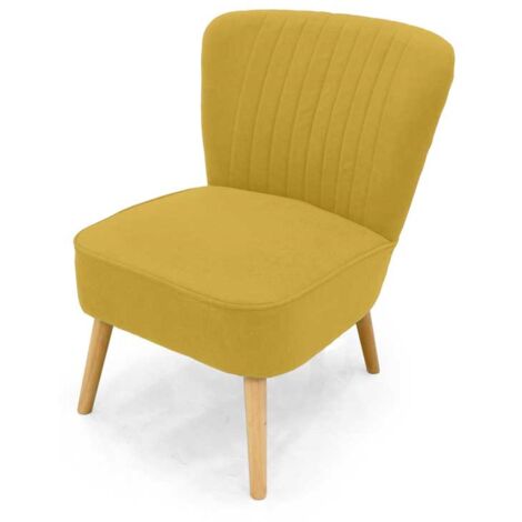 POLTRONA DA ARREDO IN VELLUTO CON PIEDINI IN LEGNO 62X70X 77CM GIALLO OCRA