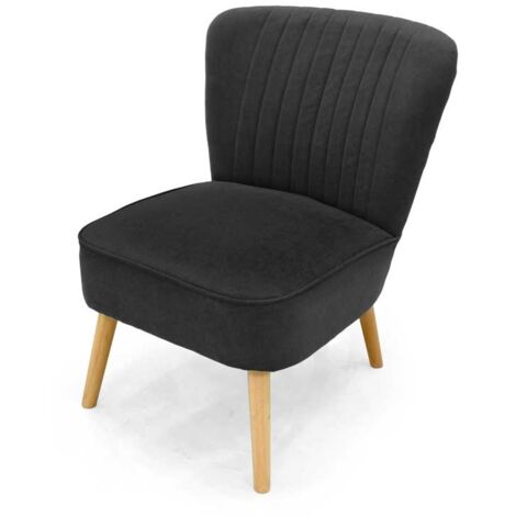 POLTRONA DA ARREDO IN VELLUTO CON PIEDINI IN LEGNO 62X70X 77CM GRIGIO SCURO