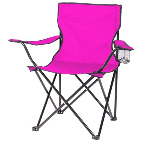 Poltrona da campeggio pieghevole in tessuto fucsia 82x50x80cm.